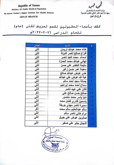 اخبار اليمن الان الدكتور العالي للعلوم الصحية امتحانات اخبار اليمن الان الحدث اليوم عاجل