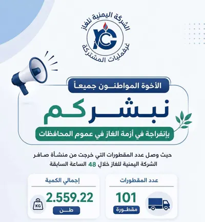 اخبار اليمن الان بشرى للمواطنين انفراجة قريبة الغاز اخبار اليمن الان الحدث اليوم عاجل