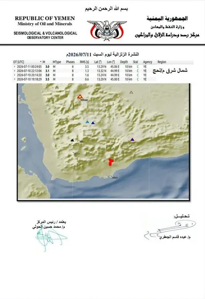 اخبار اليمن الان تسجيل أرضية محافظة الزلزالي انهيارات اخبار اليمن الان الحدث اليوم عاجل