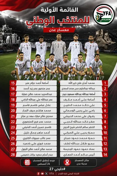 اخبار اليمن الان استدعاء للقائمة الأولية للمنتخب المعسكر اخبار اليمن الان الحدث اليوم عاجل