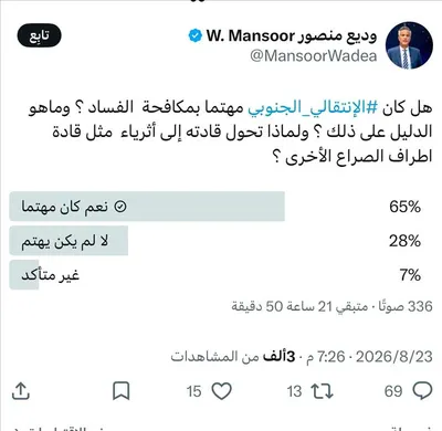اخبار اليمن الان إستبيانات لصالح المجلس الانتقالي الجنوبي اخبار اليمن الان الحدث اليوم عاجل