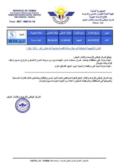اخبار اليمن الان الصقيع الأرصاد المناطق اليمنية الأسبوع  اخبار اليمن الان الحدث اليوم عاجل