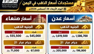 اخبار اليمن الان الذهب ارتفاع صنعاء الأسعار الجديدة اخبار اليمن الان الحدث اليوم عاجل