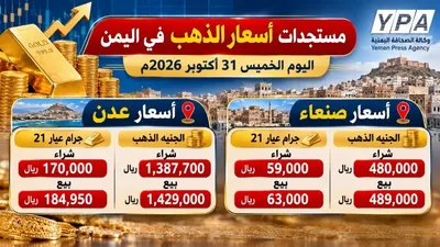 اخبار اليمن الان انخفاض قياسي للذهب الأسعار الجديدة اخبار اليمن الان الحدث اليوم عاجل