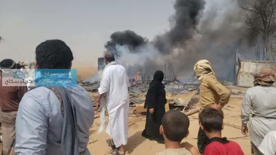 اخبار اليمن الان حريق هائل يلتهم مساكن للنازحين اخبار اليمن الان الحدث اليوم عاجل
